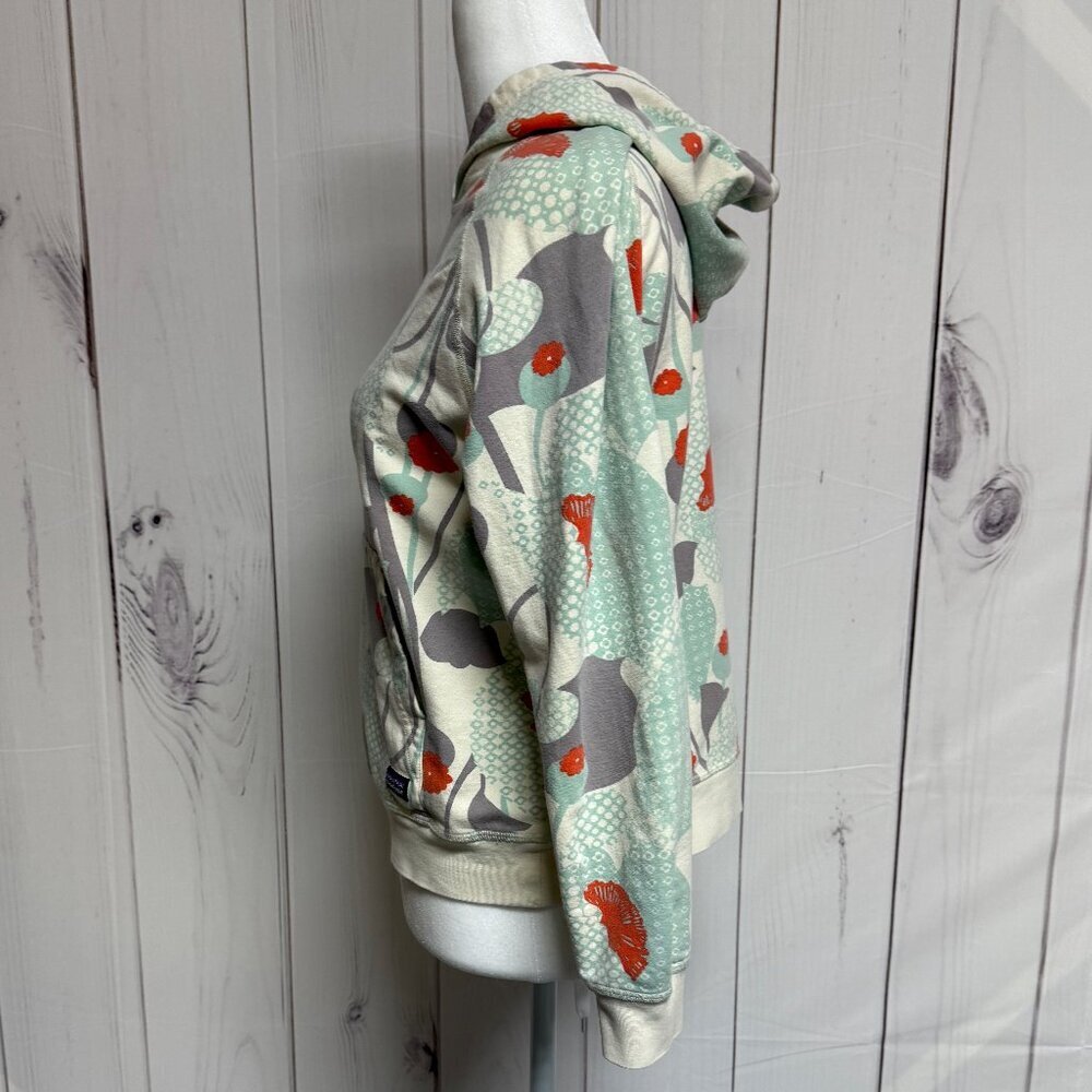 Patagonia Hoodie Women's S Poppy Fitz Stripe Birch White Floral EUC - Picture 3 of 9